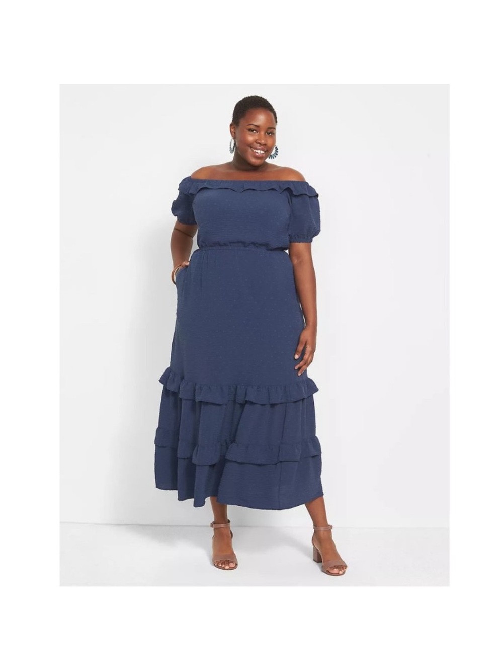 Lane Bryant Off-Shoulder Ruffled Maxi Dress